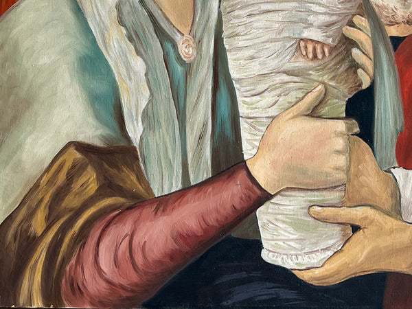 Original Vintage Oil on Canvas Religious Painting
