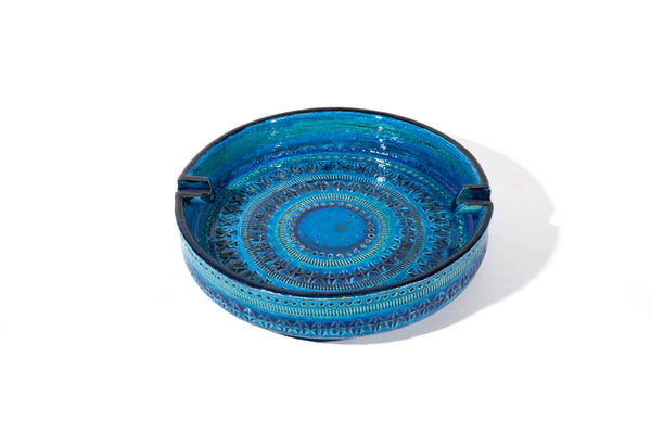 Large Bitossi Italian Ceramic Ashtray in Rimini Blue - Aldo Londi - Catchall Mid Century