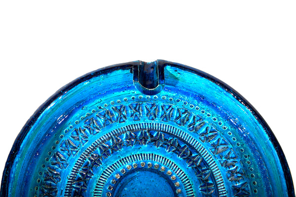 Large Bitossi Italian Ceramic Ashtray in Rimini Blue - Aldo Londi - Catchall Mid Century