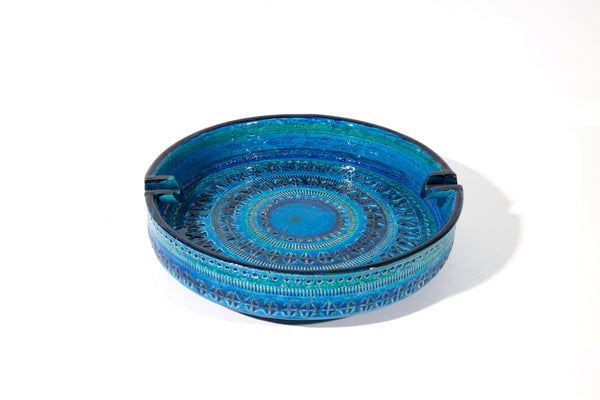 Large Bitossi Italian Ceramic Ashtray in Rimini Blue - Aldo Londi - Catchall Mid Century