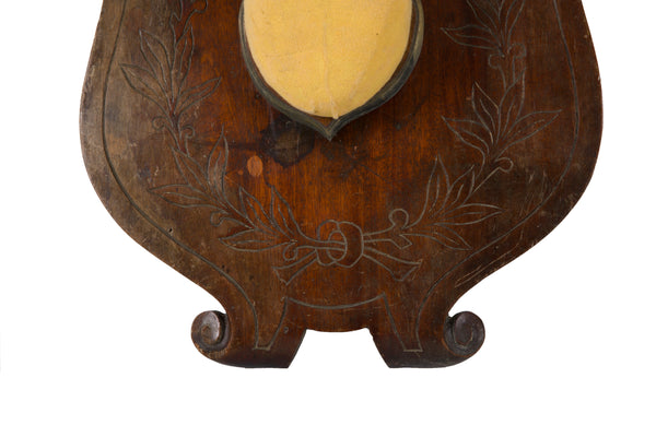 Large Set of Antlers on Carved Wooden Plaque