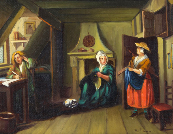 Small Italian Painting in a Dutch Golden Age Style - Original Oil on Hardboard