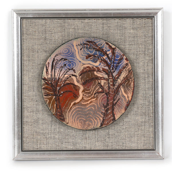 Mid Century Danish Modern Framed Enameled Art