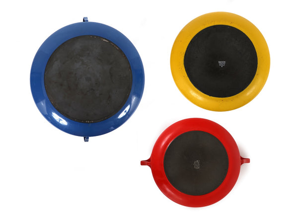 Set of 3 Jens Quistgaard Dansk Kobenstyle Enamel Dutch Ovens and Stock Pot