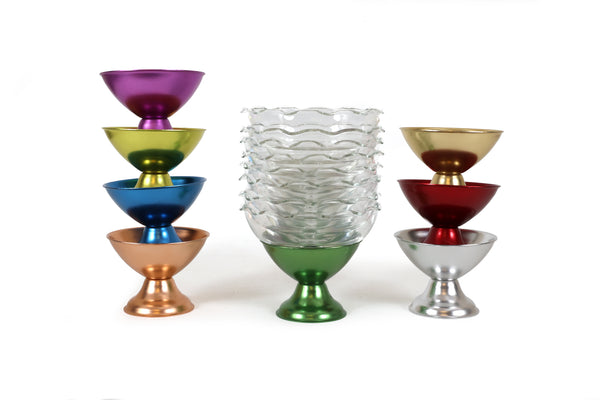 Set of 8 Heller Hostess-Ware Colorama Anodized Aluminium Dessert Cups