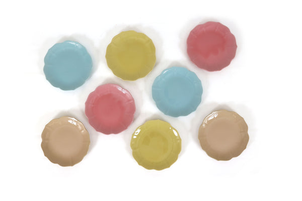 Mid Century Modern Lotus Plates and Bowls in Pastel Colors - Set of 27