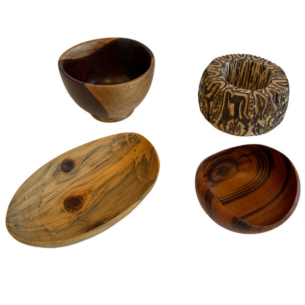 Set of 4 Hand Turned Wood Bowls