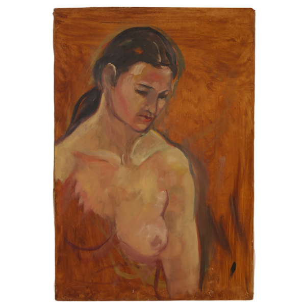Nude Portrait of a Woman Original Artwork Outsider Art Oil Painting