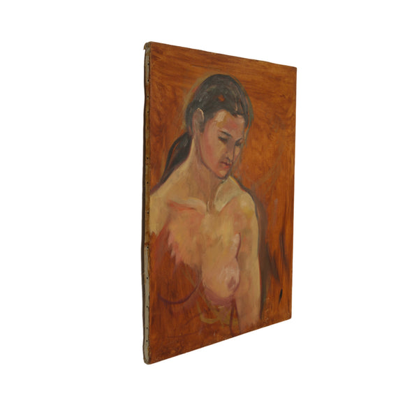 Nude Portrait of a Woman Original Artwork Outsider Art Oil Painting