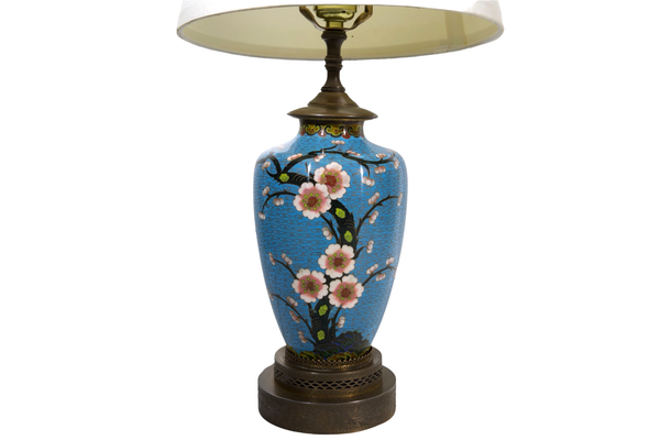 1950's Cloisonne Lamp with Cherry Blossoms