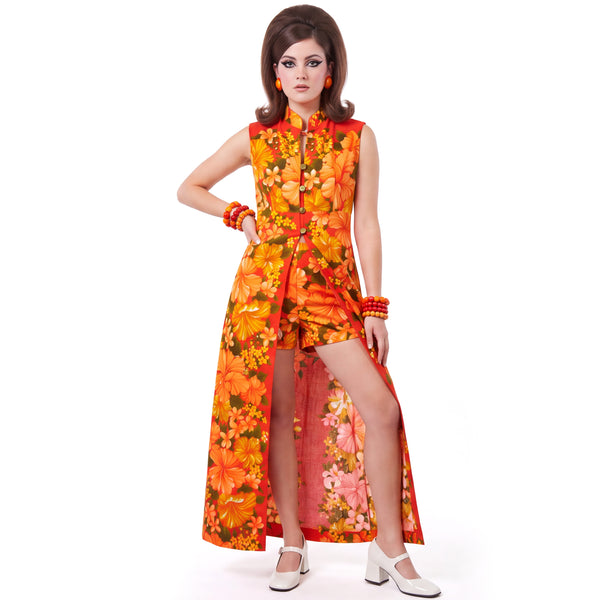Vintage 1970's Hawaiian Togs Tunic and Hot Pants  Set - Two Piece Outfit - Women's Size 8-10