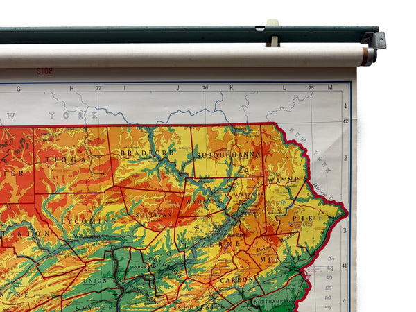 Vintage School Pull-Down Map of Pennsylvania by Nystrom - 1950's-1960's