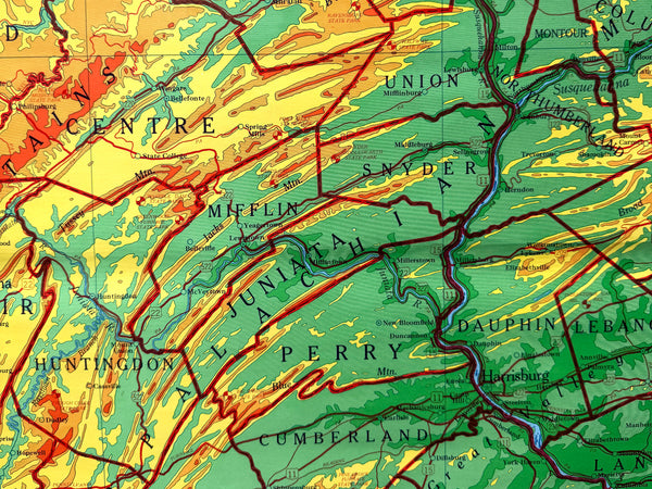 Vintage School Pull-Down Map of Pennsylvania by Nystrom - 1950's-1960's