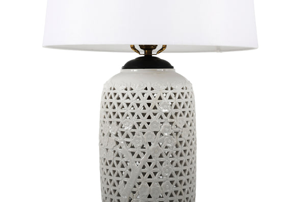 Vintage Reticulated Blanc De Chine Table Lamps, a Pair