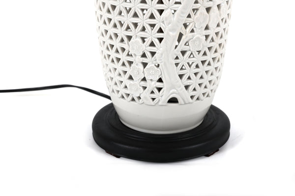 Vintage Reticulated Blanc De Chine Table Lamps, a Pair