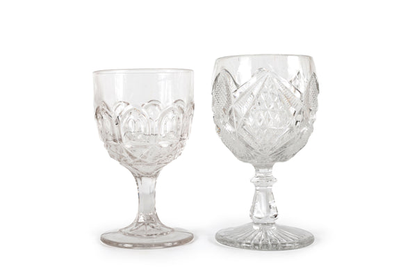 Set of 14 Mismatched Pressed Glass Goblets