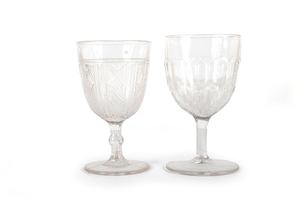 Set of 14 Mismatched Pressed Glass Goblets