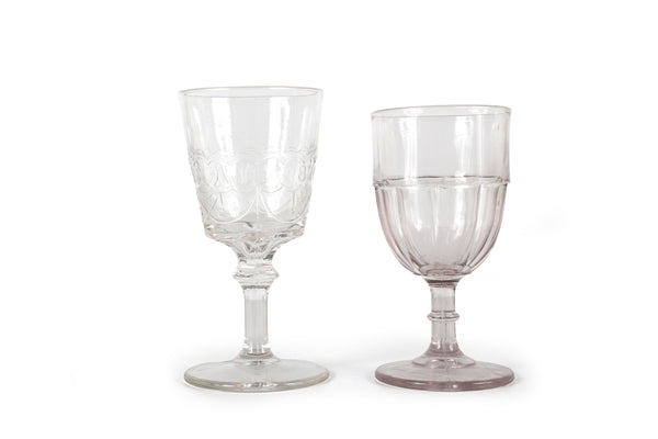 Set of 14 Mismatched Pressed Glass Goblets