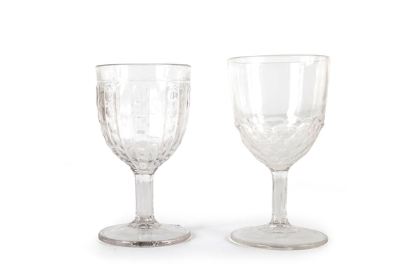 Set of 14 Mismatched Pressed Glass Goblets