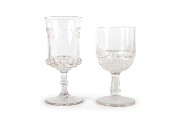 Set of 14 Mismatched Pressed Glass Goblets