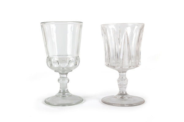 Set of 14 Mismatched Pressed Glass Goblets