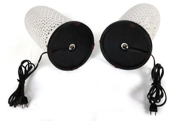 Vintage Reticulated Blanc De Chine Table Lamps, a Pair