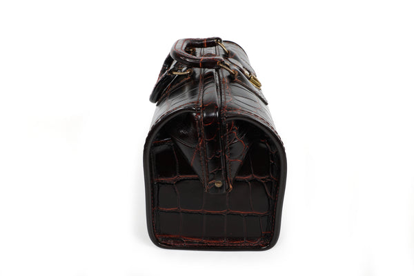 Vintage Upjohn Medical Doctors Bag in Top Grain Faux Alligator Leather