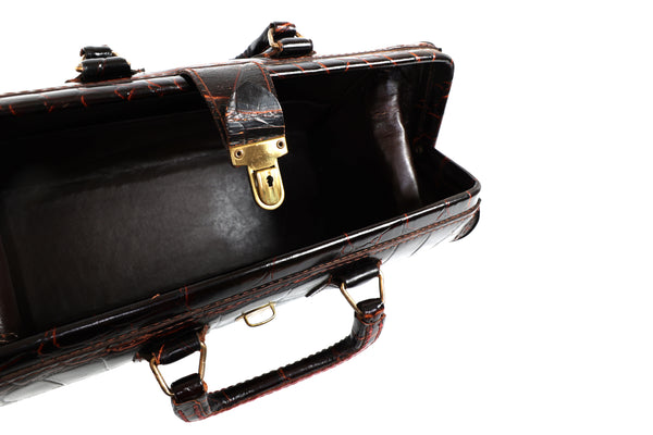 Vintage Upjohn Medical Doctors Bag in Top Grain Faux Alligator Leather