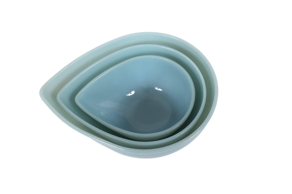 Fire King Teardrop Mixing Bowls - Set of 3 in Rare Delphite Blue