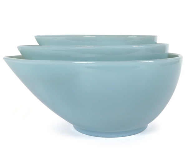Fire King Teardrop Mixing Bowls - Set of 3 in Rare Delphite Blue