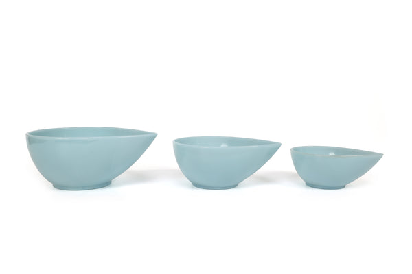Fire King Teardrop Mixing Bowls - Set of 3 in Rare Delphite Blue