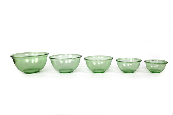Vintage Uranium Glass Nesting Bowls by Hazel Atlas - Set of 5