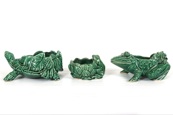 Set of 3 McCoy Turtle and Frog Planters