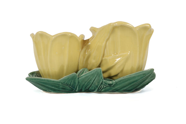 Set of 2 Vintage McCoy Planters - Birds and Tulips Double Planters