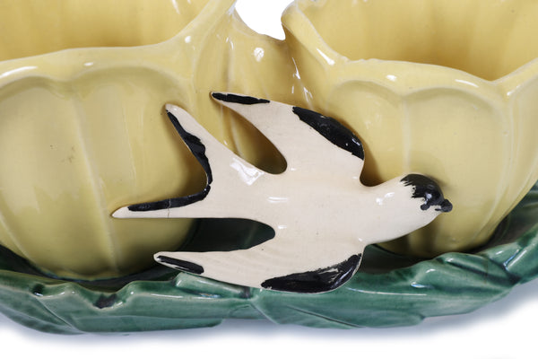 Set of 2 Vintage McCoy Planters - Birds and Tulips Double Planters