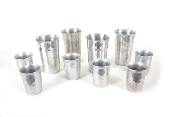 Set of 10 Hammered Aluminum Drinking Glasses by Buenilum