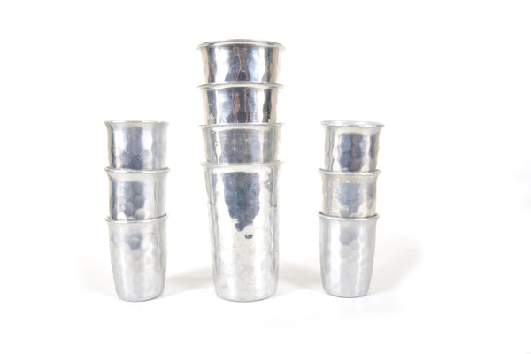 Set of 10 Hammered Aluminum Drinking Glasses by Buenilum