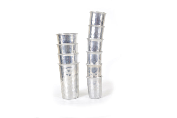 Set of 10 Hammered Aluminum Drinking Glasses by Buenilum