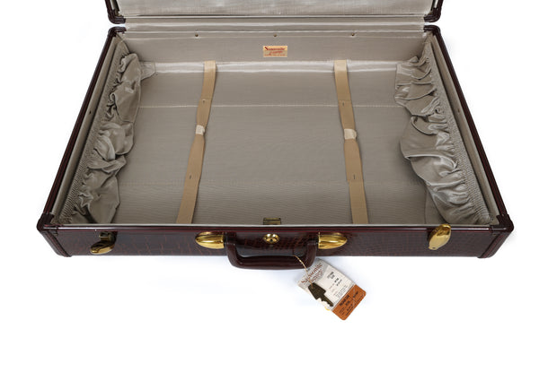 Rare Pristine 1950's New with Tags Samsonite Suitcase Pair by Shwayder Brothers - Pullman and Train Case in Faux Alligator