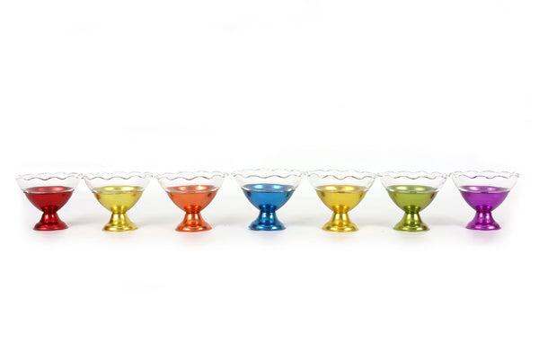 Atomic Set of 7 Anodized Aluminium Dessert Cups by Hellerware in Colorama Colors