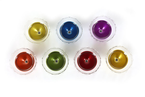 Atomic Set of 7 Anodized Aluminium Dessert Cups by Hellerware in Colorama Colors