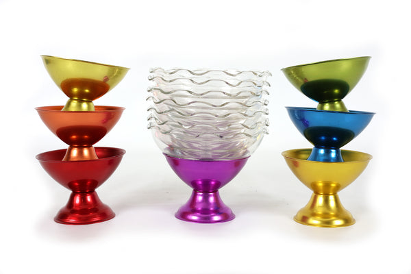 Atomic Set of 7 Anodized Aluminium Dessert Cups by Hellerware in Colorama Colors