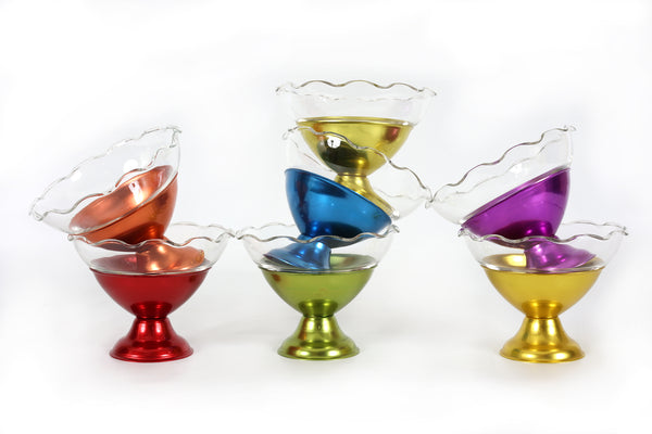 Atomic Set of 7 Anodized Aluminium Dessert Cups by Hellerware in Colorama Colors