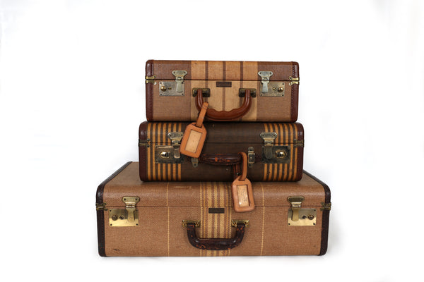 Little Striped Vintage Suitcase with Key