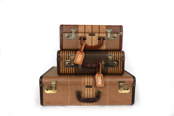 Vintage Striped Sky-Lite Suitcase by Crown