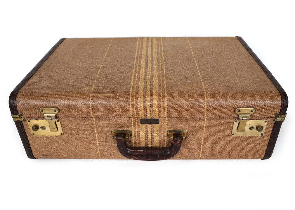Vintage Striped Sky-Lite Suitcase by Crown