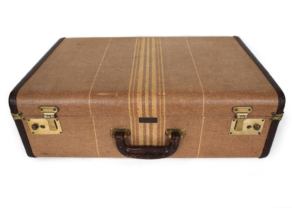 Vintage Striped Sky-Lite Suitcase by Crown