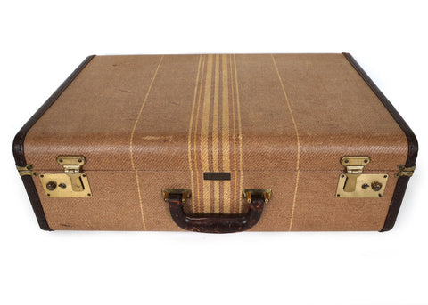 Vintage Striped Sky-Lite Suitcase by Crown