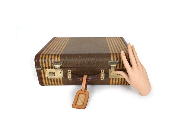 Little Striped Vintage Suitcase with Key