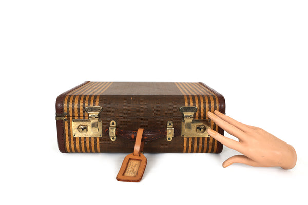 Little Striped Vintage Suitcase with Key